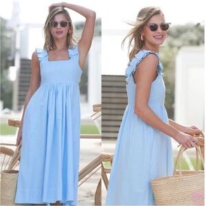 Lake LAKE Lolly Midi Dress Swiss Dot Smocked Baby Shower Sundress XS